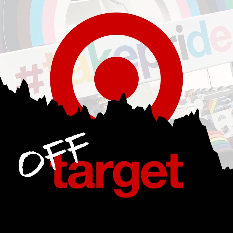 A picture of the Target logo with falling stock chart